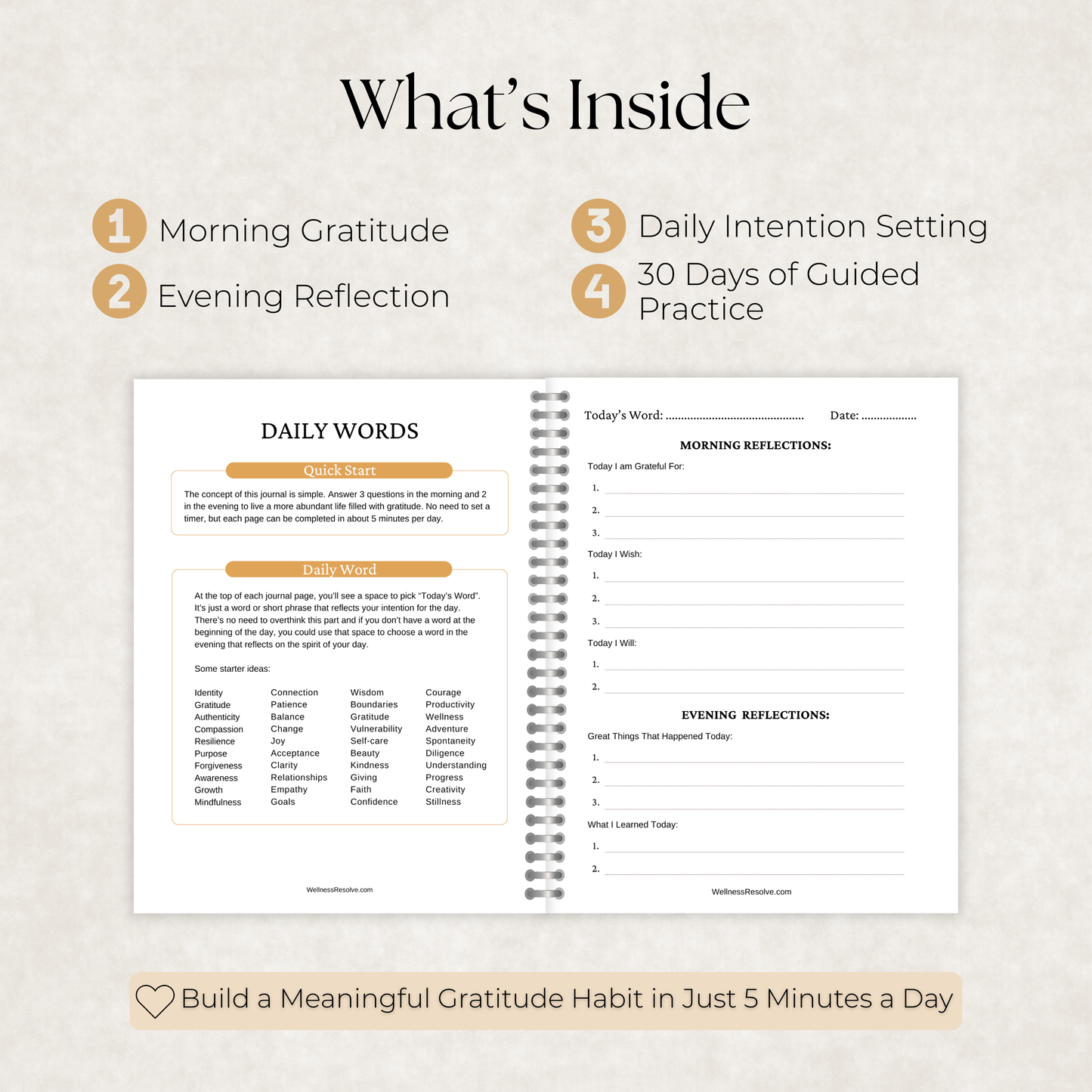 5 Minute Gratitude - 30 Day Journal