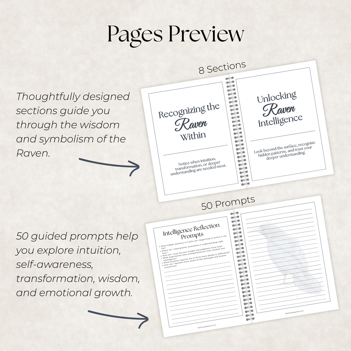 Raven Journal: A Guided Journey Toward Intuition, Wisdom & Transformation